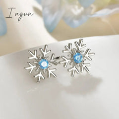 Crystal Zircon Snowflake Stud Earrings For Women Shiny Rhinestone Charm Earring Girls Christmas New Year Birthday Jewelry Gifts
