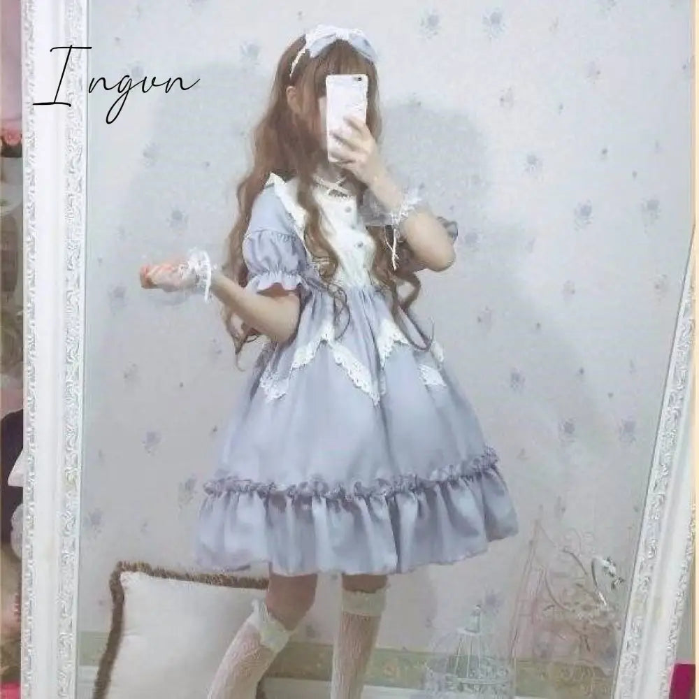 Ingvn - Quality Kawaii Lolita Style Dress Women Lace Maid Costume Dress Costume Sweet Gothic Party Robe Renaissance sSpring
