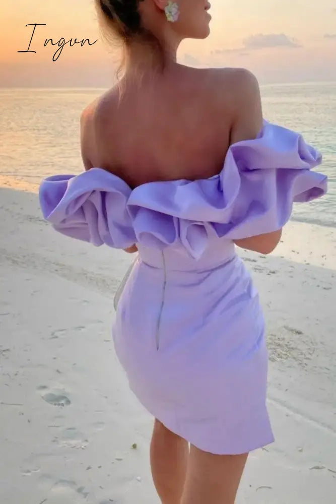 Ingvn - Sexy Solid Patchwork Backless Off the Shoulder Strapless Dress Dresses