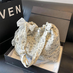Ingvn  Nylon Flower Pattern Lace Decoration Women's Tote Bag Best-selling Fashionable and Versatile Large Capacity Shoulder Bag