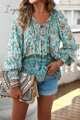 Ingvn - Elegant Floral Bandage V Neck Tops
