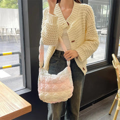 Ingvn  Sweet Color Large Capacity Women's Shoulder Bag Fashion Rhombus Pleated Design Ladies Messenger Bags Simple Novel Female Handbag