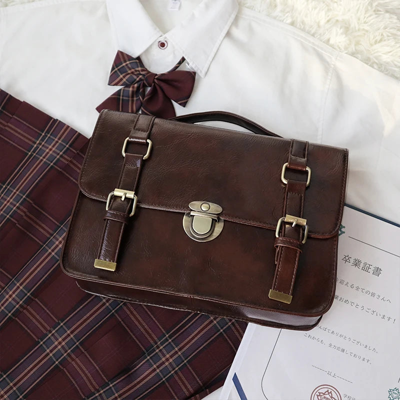 INGVN  Japanese Vintage Solid Preppy Backpacks Girls Casual Students All Match Simple Shoulder Bags Women Trendy Y2k Fashion Handbags