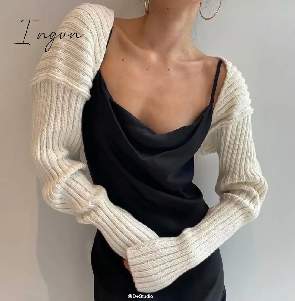 Ingvn - Sexy cropped cardigan knitted short cardigan sweaters for women fashion cute tops korean style long sleeve top batwing sleeve