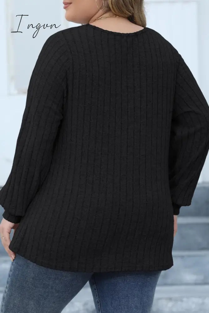 Ingvn - Casual Solid Patchwork V Neck Plus Size Tops