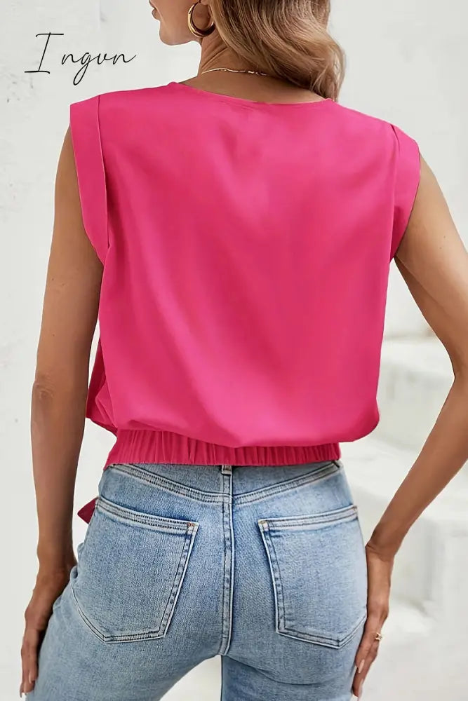 Ingvn - Casual Solid Bandage O Neck T-Shirts