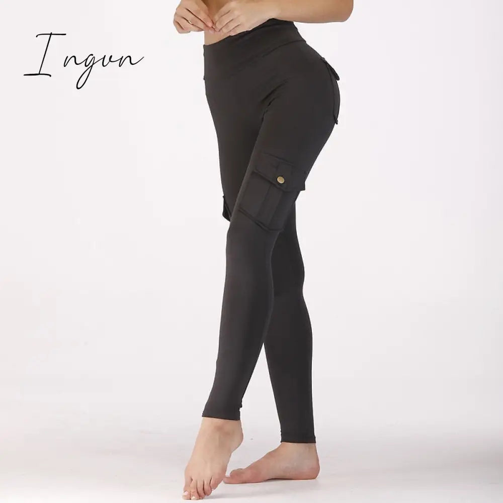 Ingvn - Women Slim Leggings High Waist Elastic Push Up Four Pockets Legging Female Workout Fitness Leggins Femme Casual New