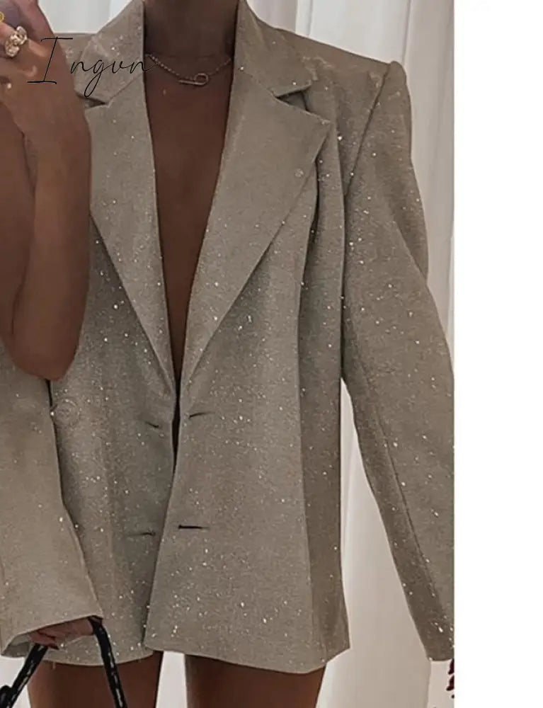 Ingvn - Sexy Glitter Sleeveless Crop Top Two Piece Pants Set Women Summer High Waist Pants Set Bodycon Straight Trouser Suits