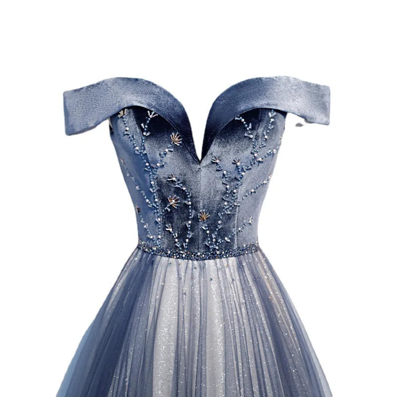 Beach Beading Evening Prom Dresses Lace Up Back V-Neck Simple Vestidos Formal Prom Gowns