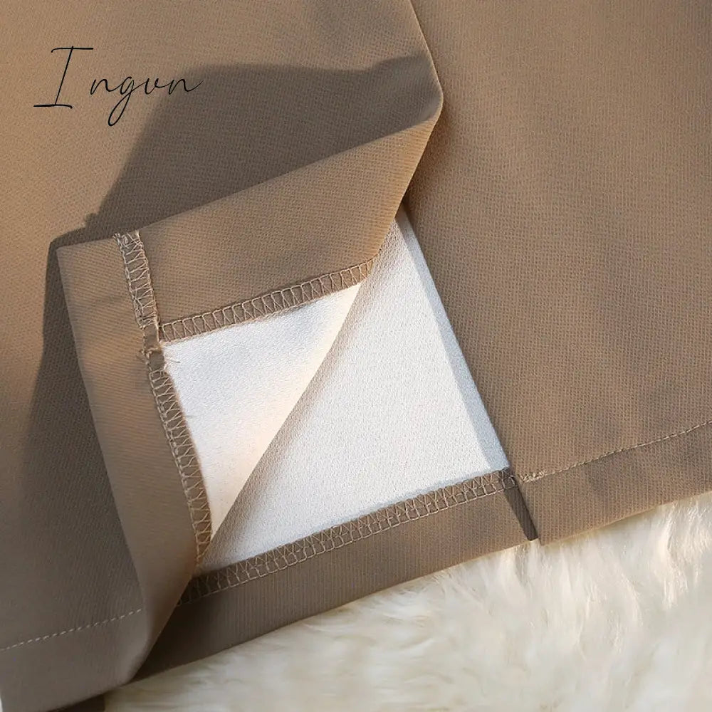 Ingvn - Fashion Elegant Formal Skirts Women Autumn New High Waist Drape Suit Long Brown Skirt Zipper Female
