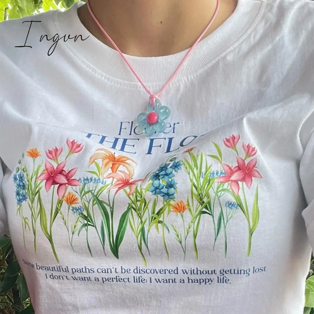 Girl Hollow Flower Necklace For women Temperament Niche Collarbone Chain Korean Fashion Neck Colorful Rope Chain y2k Jewelry
