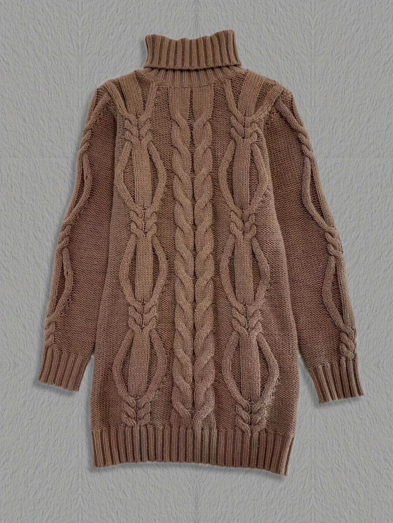 Cozy Cable Knit Dress - Long Sleeves & Turtle Neck - Versatile & Warm for Spring/Fall - Multiple Colors Available