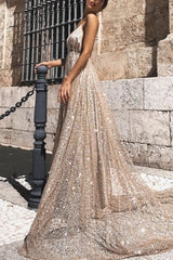 Ingvn - Sexy Formal Solid Sequined V Neck Sling Dress Dresses