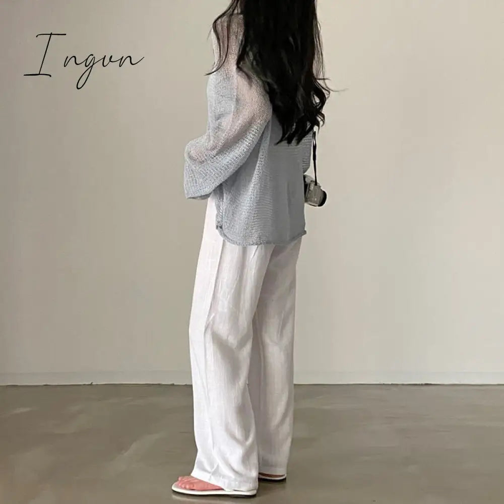 Ingvn - Lazy Style Full Sleeves Jumpers Tops Hollow Out Sexy Women Fashion Casual Streetwear Chic Femme Sweaters Pullovers