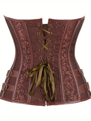Floral Chic Corsetry - Tummy Control, Lace Up, Front Hook, Court Style Bustier with Adjustable Straps for Women's Shapewear and Underwear - Comfortable, Breathable, and Stylish