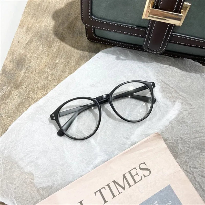 INGVN  Korean Literary Anti-blue Glasses Frame Women Fashion Glasses Men Contrasting Cute Decorative Glasses