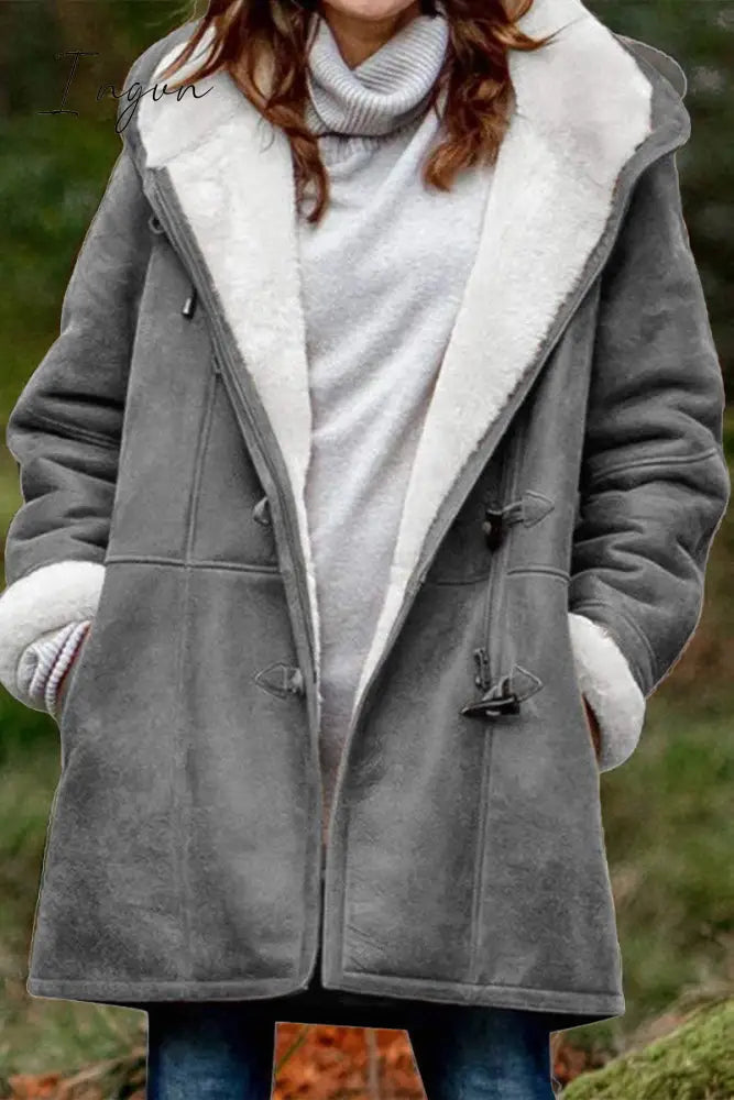Ingvn - Casual Solid Patchwork Pocket Hooded Collar Outerwear(9 Colors)