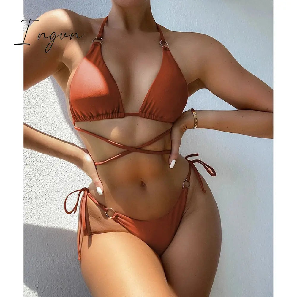 Ingvn - 2023 Trends Sexy Micro Bikini Criss Cross Swimwear Bandage Woman Swimsuit Female Thong Bikinis Set 2 Piece Women Bathing Suit Beachwear