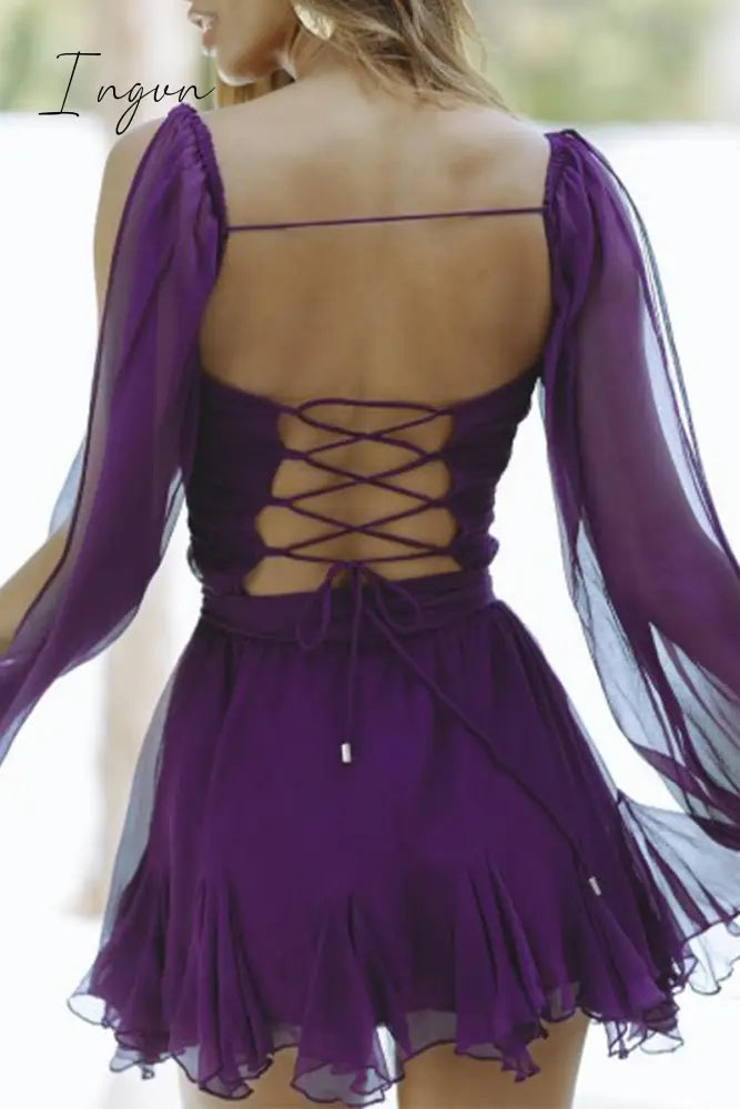 Sexy Solid Bandage V Neck A Line Dresses
