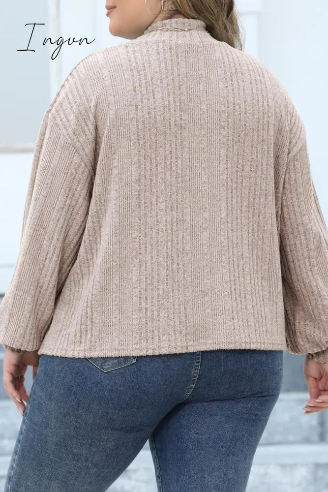 Ingvn - Casual Solid Basic Turtleneck Plus Size Tops