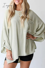 Ingvn - Casual Solid Pocket O Neck Tops