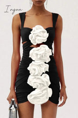 Ingvn - Sexy Solid Patchwork Backless Swimwears (With Paddings)