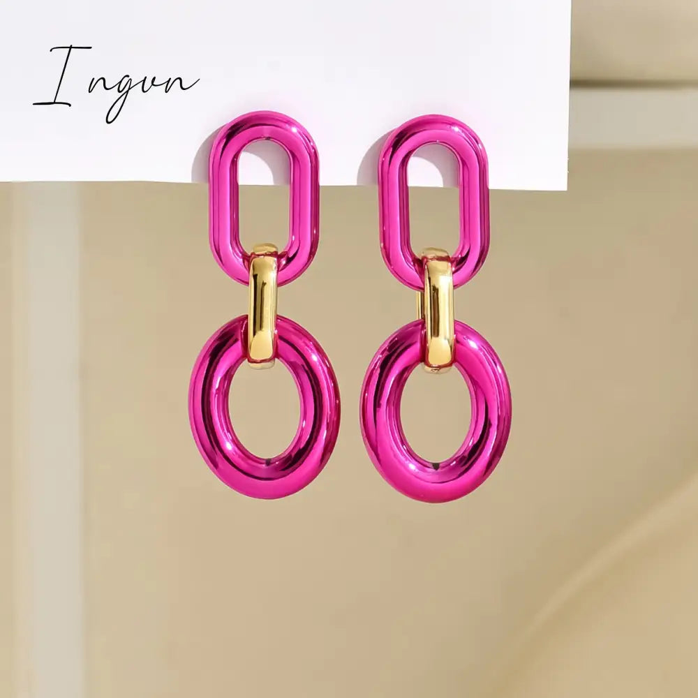 Ingvn - Acrylic Link Drop Earrings Trendy Resin Geometric Chain Pendant Earrings New 2023 Hanging Choker Earrings Fashion Women Jewelry