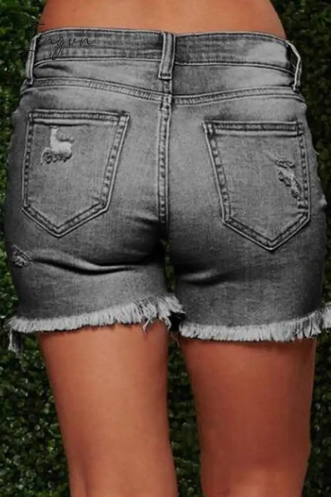 Ingvn - On-trend Ripped Sexy Denim Shorts(3 colors)
