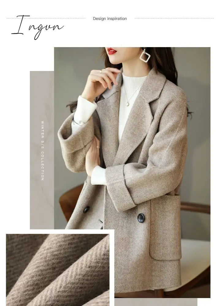 Ingvn - Autumn And Winter New Fashion Women's Jacket Loose Leisure All-Match Western Style High-End Woolen Female Coat