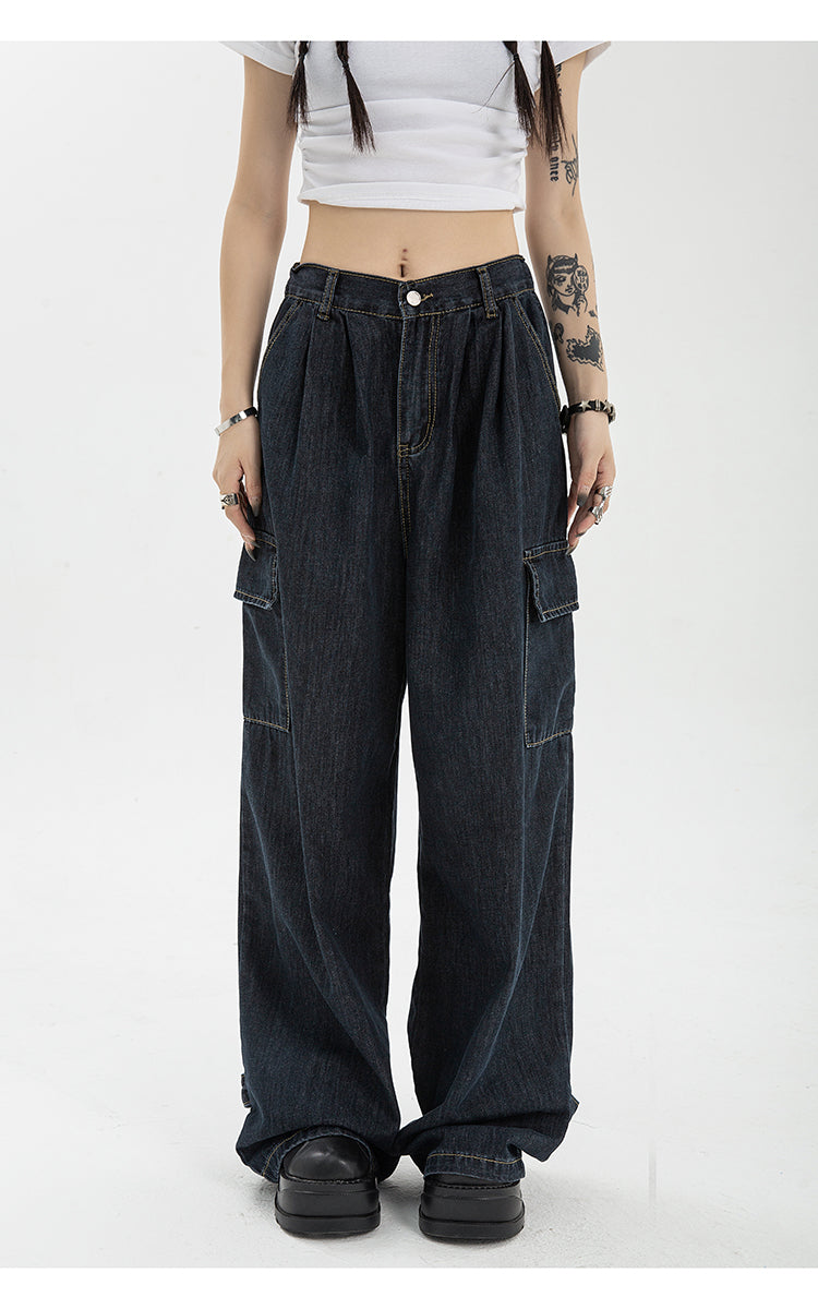 Harajuku Oversize Cargo Pants Women Japanese Streetwear Loose Wide Leg Trousers for Female Pockets Baggy Jeans Pant