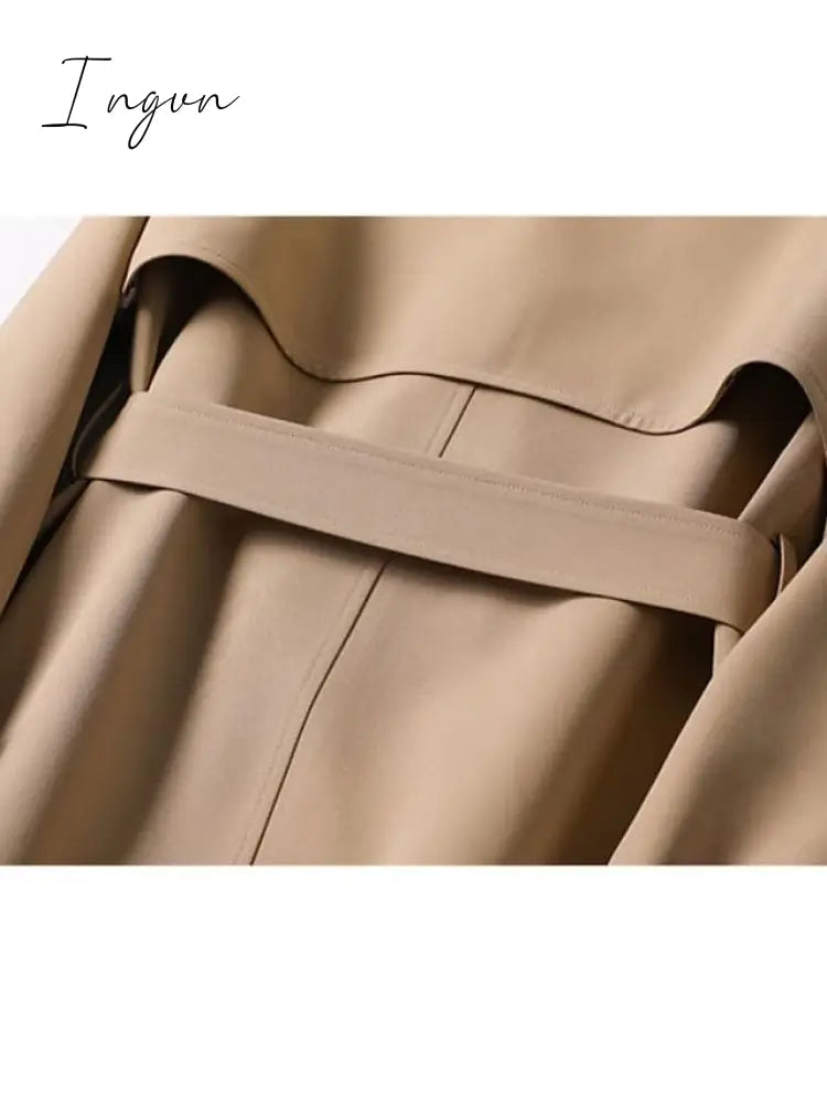 Ingvn - Women's Trench Coat Long Solid Color  Patchwork Coat Black Blue Camel Beige Daily Fall Single Breasted Regular Fit S M L XL XXL 3XL
