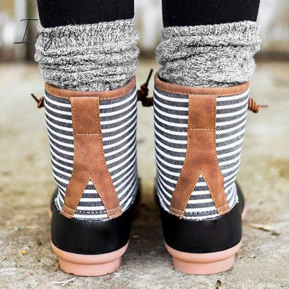 Ingvn - Women Waterproof Lace Up Duck Boots