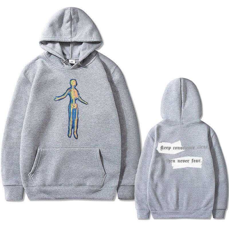 Voguable Hot Sale Fashion Creativity Design Skeleton Graphic Print Hoodie Men Women Fleece Cotton Hoodies Man Hip Hop Style Sweatshirt