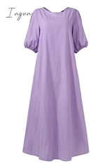 Ingvn - Casual Simplicity Solid Solid Color O Neck Dresses(3 Colors)