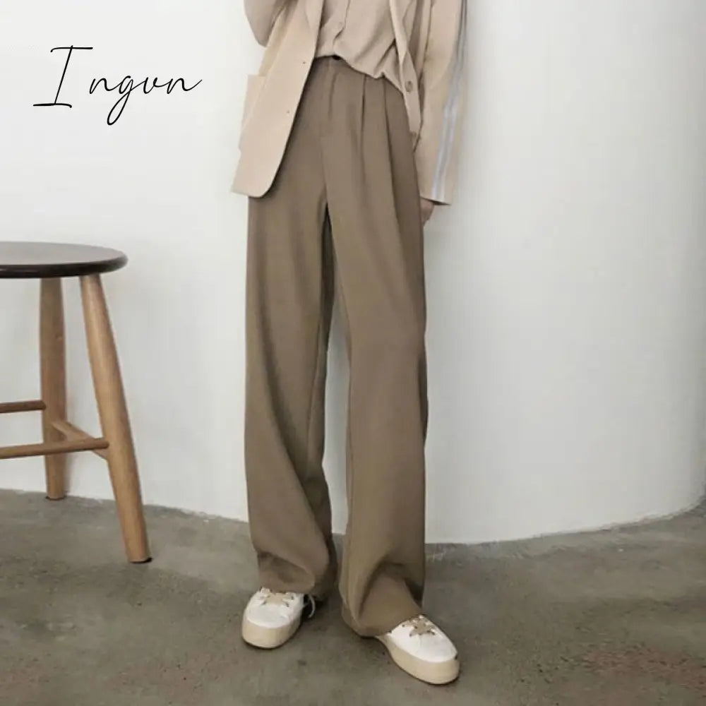 Ingvn - Pants Women Elegant Full Length Casual High Waist Trouser Office Temperament Autumn Pockets Korean Style All-match Female Cozy