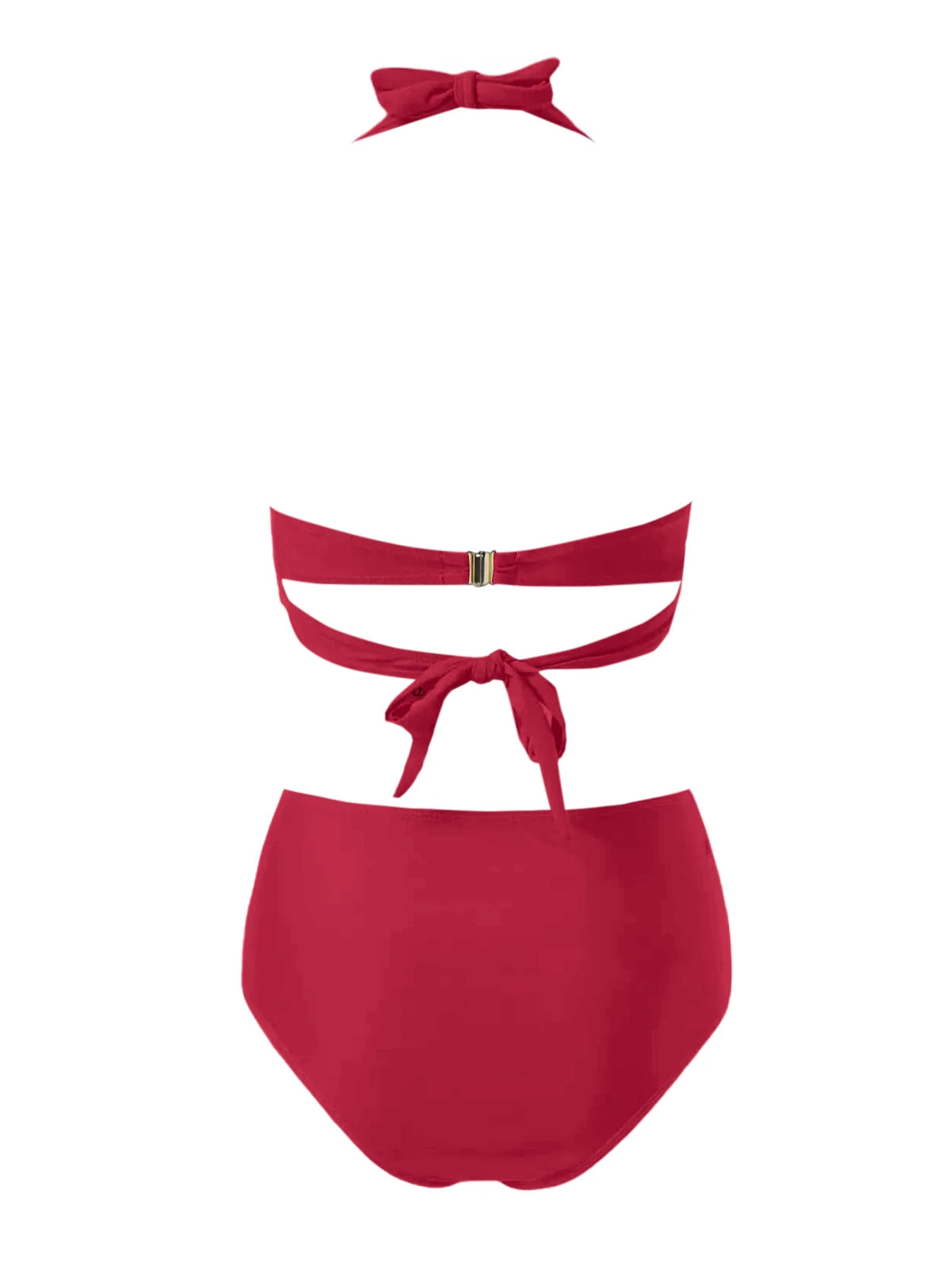 2025 Women's Bikinis Set Solid Color Knot Twist Bikini Swimsuit High Waist Adjustable Strap Two Piece Bathing Swimwear
