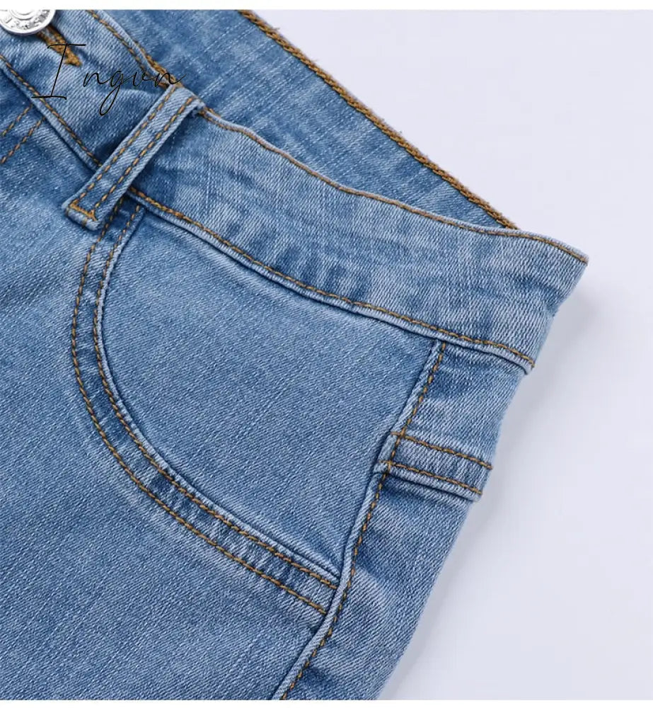Ingvn - Shaping Skinny Jeans Women High Waist Stretch Ripped Denim Pants Hip Fit Leggings Slim Elastic Mom Jean Casual Comfy Trousers