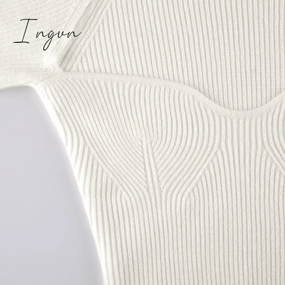 Ingvn - Bodycon Knitted Women Sweater Dress Long Sleeve Sexy Off Shoulder Split Elegant Party Dresses Fashion Autumn Winter