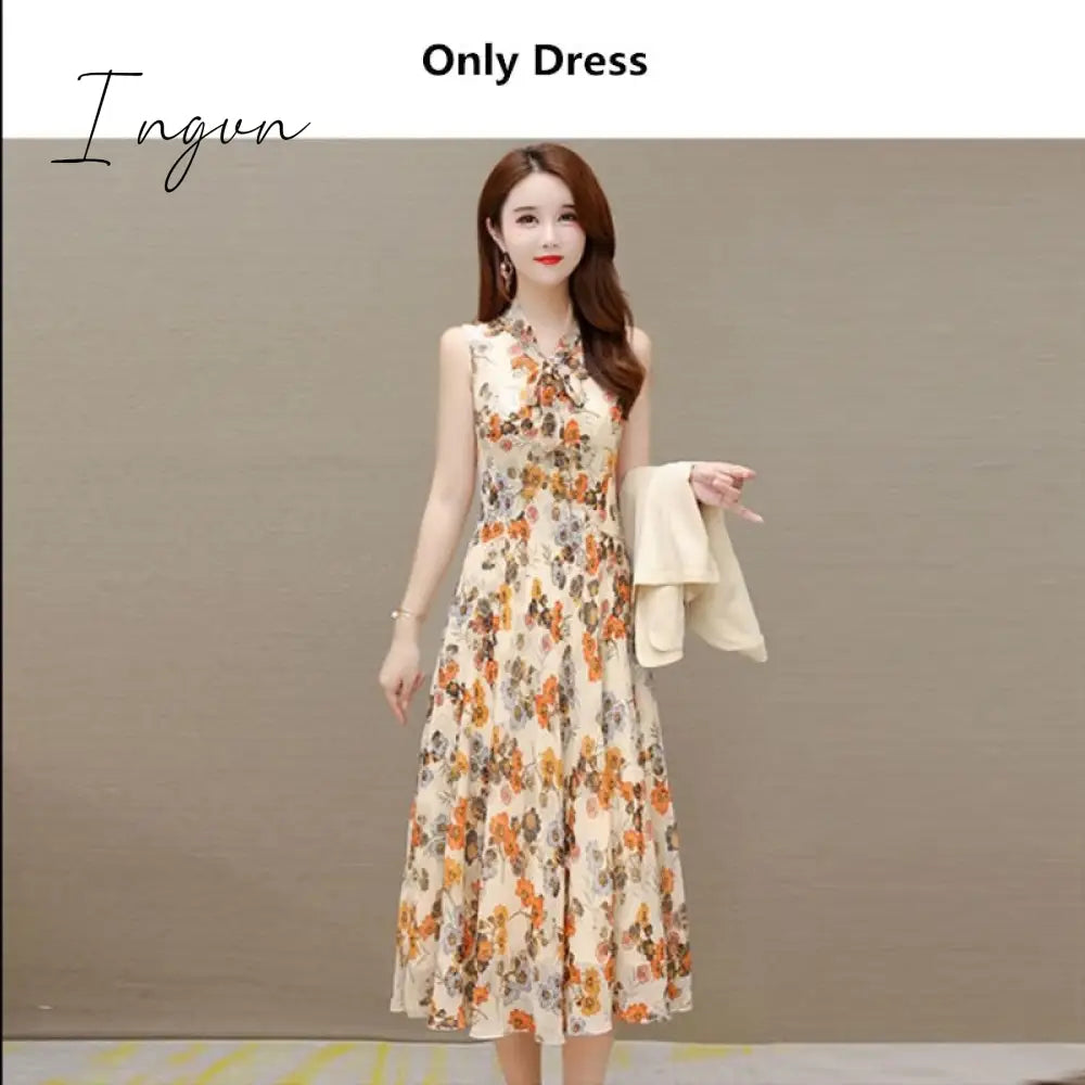 Ingvn - Spring Autumn New Suit Jacket Dress Two-piece Women's Elegant Blazers Floral Long Skirt Set Female Office Professional Wear