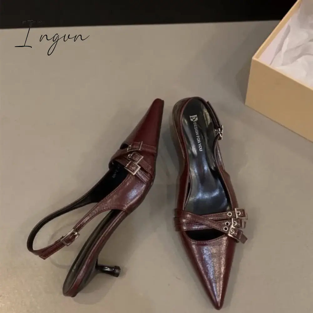 Formal High Heeled Sandals for Woman Concise Office Lady Slingbacks Stilettos Sexy Pointed Toes Summer Chic Ladies Mules Shoes