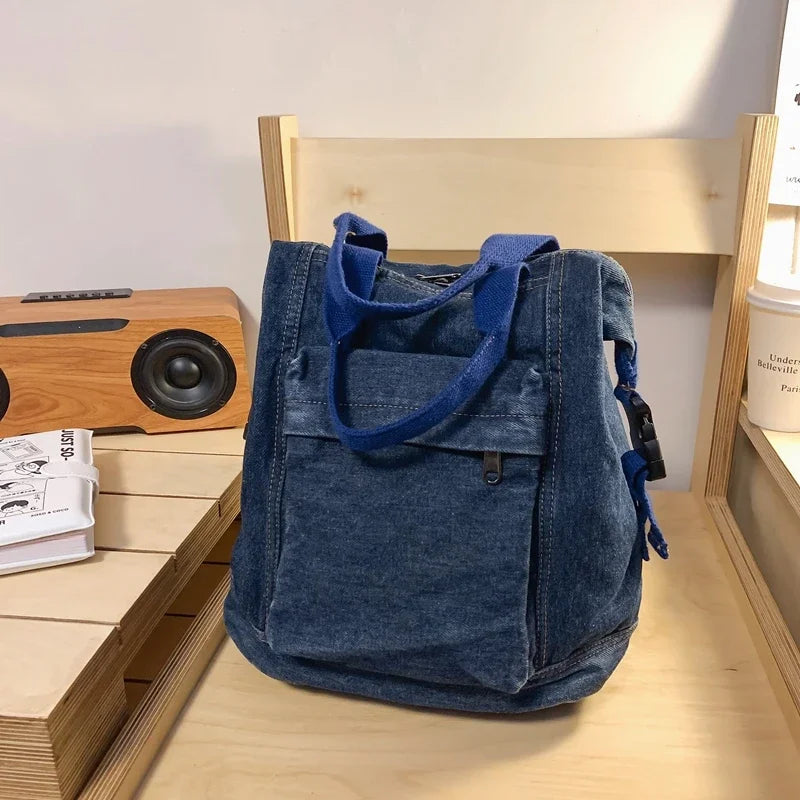 Ingvn  Denim Zipper Ladies Backpacks Large Capacity Bags for Women Casual Versatile Free Shipping Mochilas Para Mujer