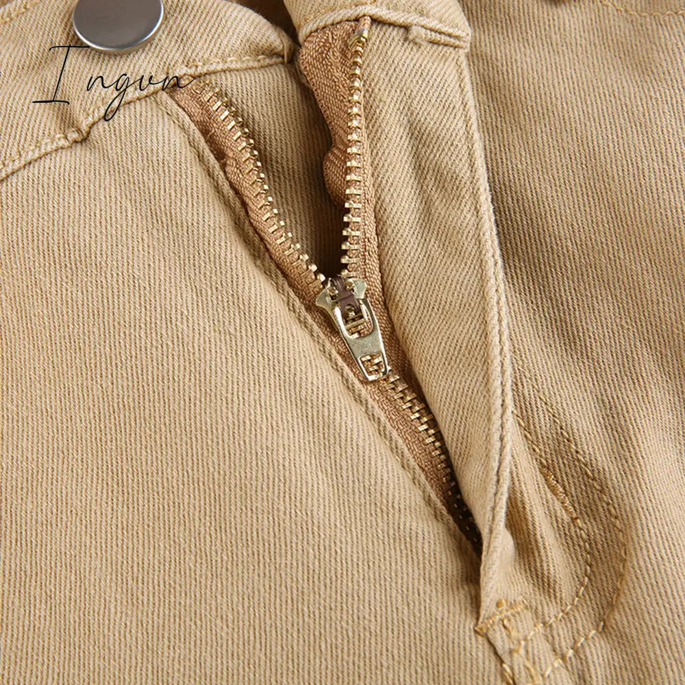 Ingvn - Women's jeans woman high waist Flared Jeans Khaki Black Brown Pants Women's pants for women clothing trouser Jean women trousers
