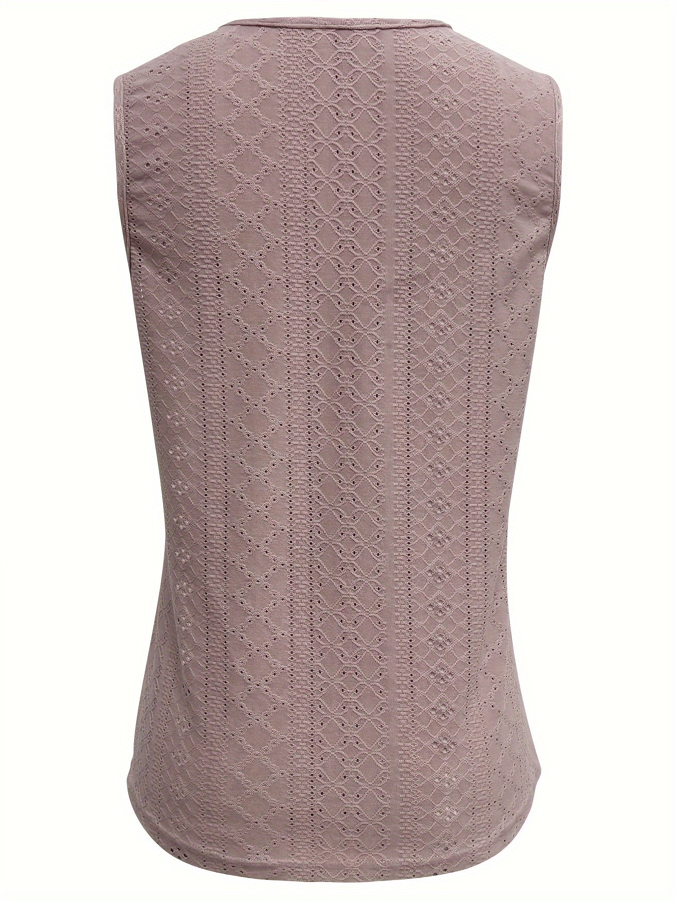 Eyelet Solid Tank Top, Casual Sleeveless Tank Top For Summer, Women's Clothing
