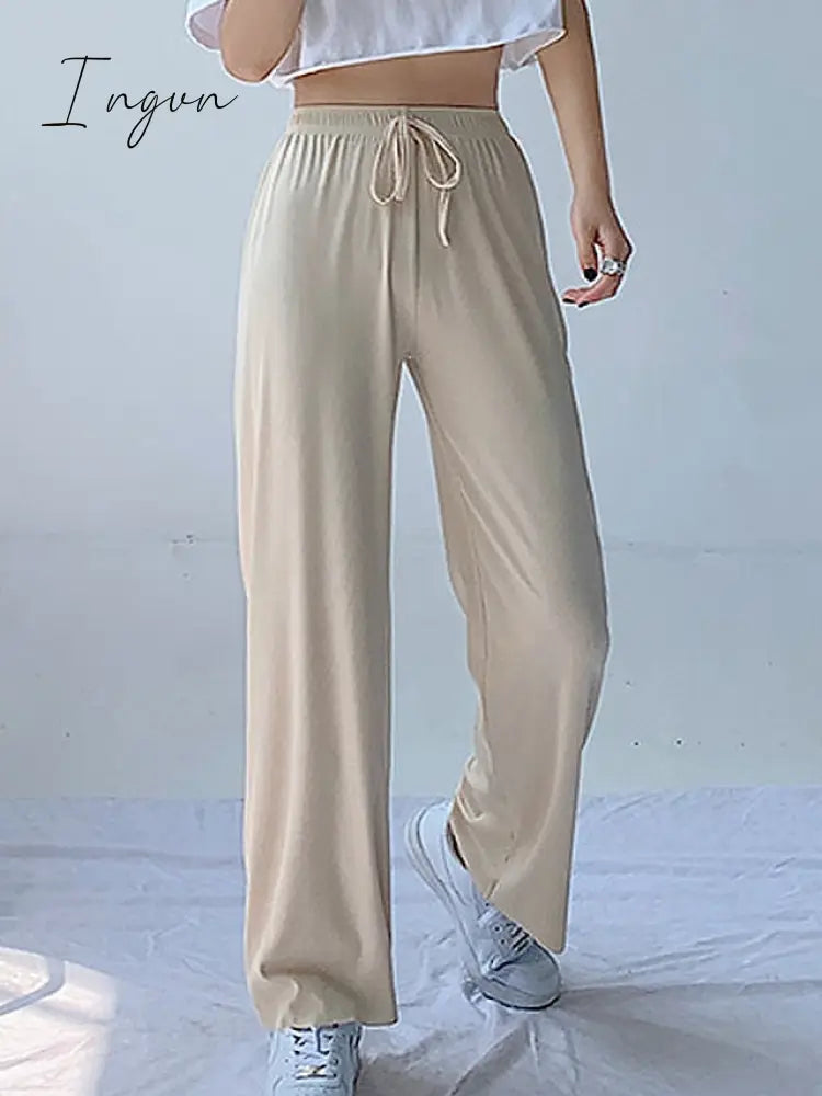Ingvn - Women's Wide Leg Chinos Pants Trousers Black Pink Beige Streetwear Lightweight Casual Outdoor Causal Daily Full Length Comfort Plain S M L XL 2XL