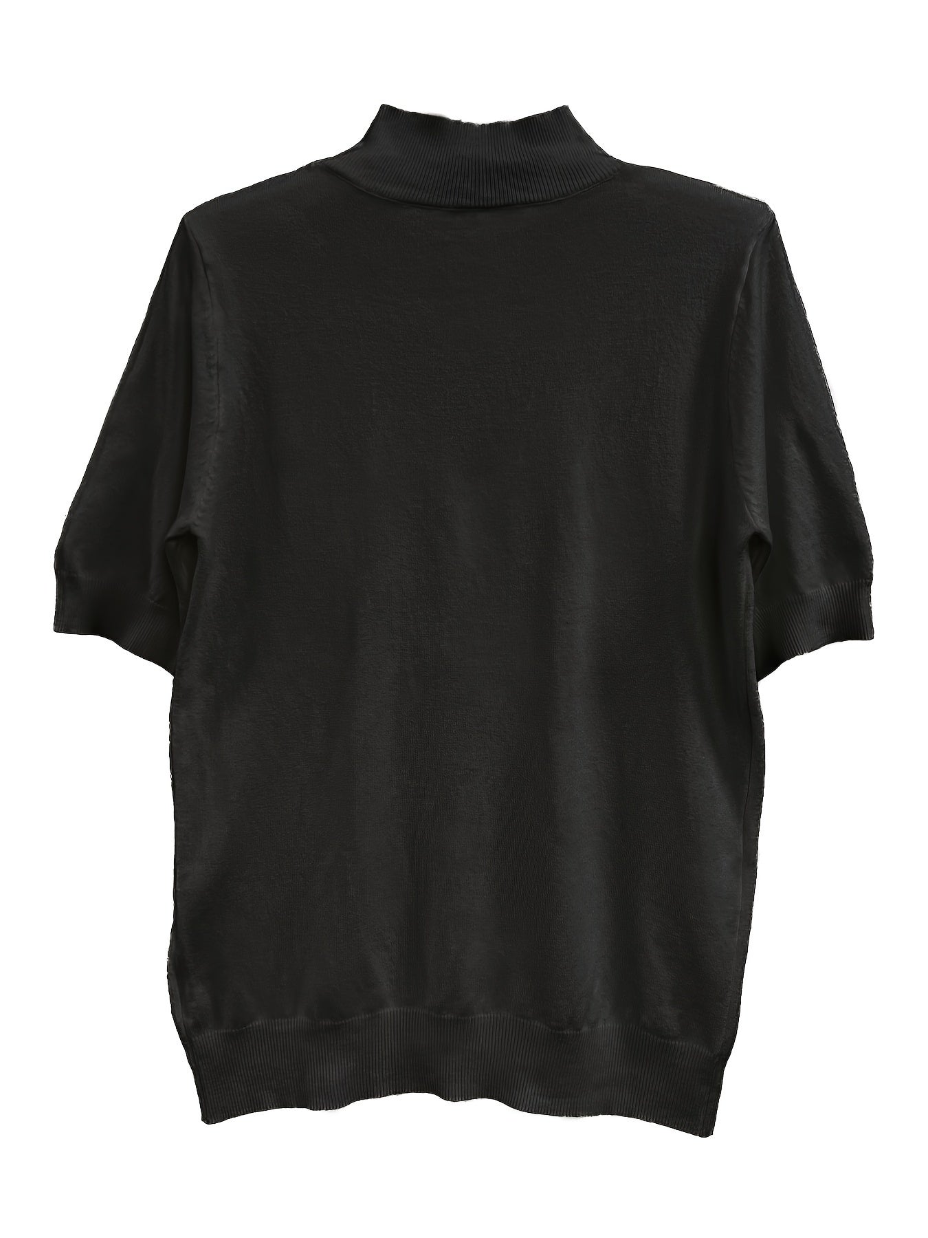 Premium Soft Knit Womens Sweater - Chic Mock Neck, Short Sleeve Pullover - Stylish & Elegant Wardrobe Staple
