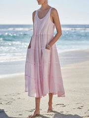 Full Size Tank Midi Dress with Pockets Plus Size