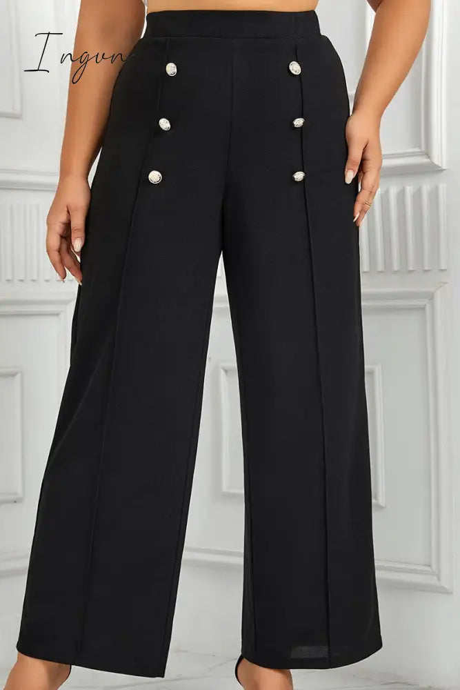 Ingvn - Casual Solid Patchwork Plus Size Trousers
