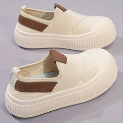 Comfortable Women's Breathable Knit Sneakers - Soft, Lightweight, Casual Slip On Shoes for Outdoor Activities, Low Top Design for Everyday Wear
