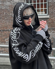 American Winter Sweatshirt Y2k Gothic Hip Hop Couple Hoodies Print Harajuku Zip Up Oversized Women Punk Grunge Black Jacket