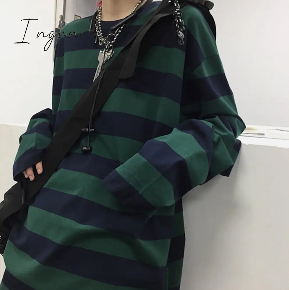 Ingvn - Grunge Long Sleeve Stripe T-shirt